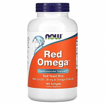 Red Omega אורז שמרים אדום עם CoQ10 - ‏180 כמוסות רכות - מבית NOW FOODS