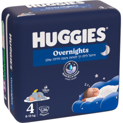 האגיס אוברנייטס חיתול לילה מידה 4 למשקל 8-13 ק"ג HUGGIES