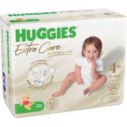 האגיס אקסטרה קר חיתולים מידה 4+ משקל 10-14 ק"ג HUGGIES