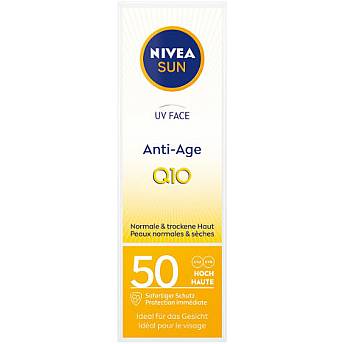 ניוואה SUN קרם הגנה SPF50 לפנים Q10 אנטי אייג'ינג 50 מ"ל - מבית NIVEA