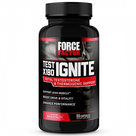 Test X180 Ignite טסטוסטרון ושורף שומן 60 כמוסות - מבית Force Factor