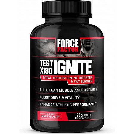 Test X180 Ignite מאיץ טסטוסטרון ושורף שומן 120 כמוסות - מבית Force Factor