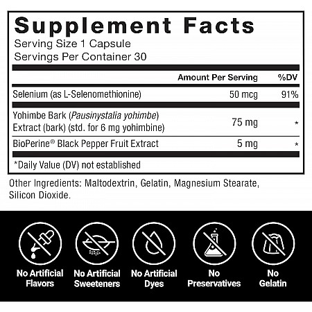 Yohimbine יוהימבין 6 מ"ג 30 כמוסות - מבית Force Factor