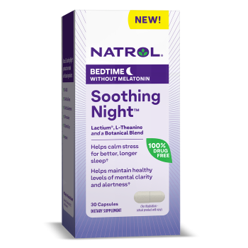 לקטיום-תיאנין לילה מרגיע לשינה ללא מלטונין, 30 כמוסות - מבית Natrol