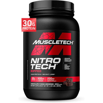 Nitro-Tech Ripped חלבון לירידה במשקל + אבקת חלבון מי גבינה - שוקולד 907 גרם - מבית MuscleTech