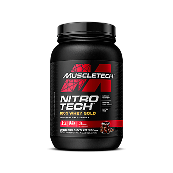 Nitro Tech חלבון מי גבינה 100% זהב GOLD WHEY - דאבל שוקולד עשיר - 910 גרם - מבית MuscleTech