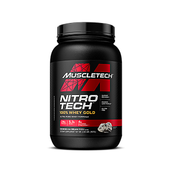 Nitro Tech - חלבון מי גבינה 100%‎ Whey Gold - קרם עוגיות - 907 גרם - מבית MuscleTech