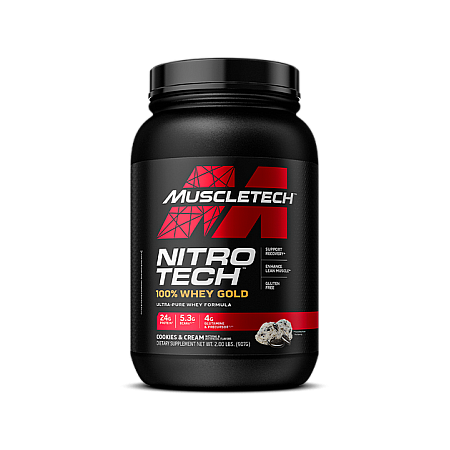 Nitro Tech - חלבון מי גבינה 100%‎ Whey Gold - קרם עוגיות - 907 גרם - מבית MuscleTech