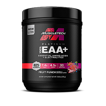 פלטינום 100% EAA+‎ - בטעם פונץ' פירות - 393 גרם - מבית MuscleTech