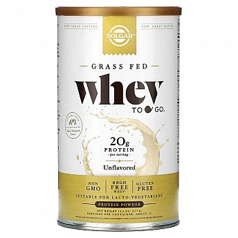 אבקת חלבון סולגאר מֵי גבינה Whey To Go ללא טעם - משקל 377 גרם מבית SOLGAR