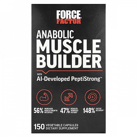 Anabolic Muscle Builder בונה שרירים אנאבולי עם PeptiStrong שפותח בבינה מלאכותית - 150 כמוסות צמחיות - מבית Force Factor