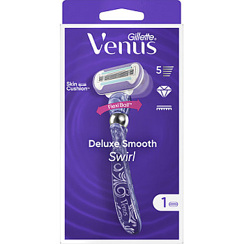 ג'ילט ונוס DELUXE SMOOTH סווירל מכשיר גילוח רב פעמי + סכין 1 - מבית Gillette
