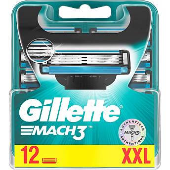 ג'ילט מאך 3 סכיני גילוח רב פעמי 12 יחידות - מבית Gillette