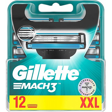 ג'ילט מאך 3 סכיני גילוח רב פעמי 12 יחידות - מבית Gillette