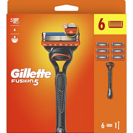 ג'ילט פיוז'ן 5 מכשיר + 6 סכיני גילוח - מבית Gillette