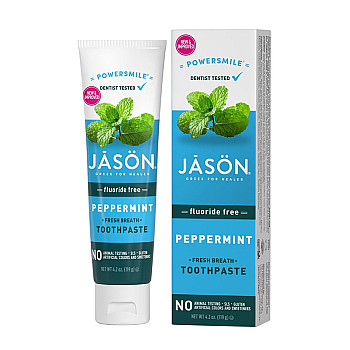 ג'ייסון Powersmile משחת שיניים מרעננת נשימה ללא פלואוריד נענע חריפה 119 גרם - מבית JASON