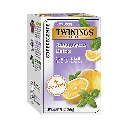 מחיר טווינינגס תה ירוק דטוקס ניקוי קיבה Detox אדפטוגנים אשכוליות ובזיליקום ללא קפאין 18 שקיקי - מבית Twinings