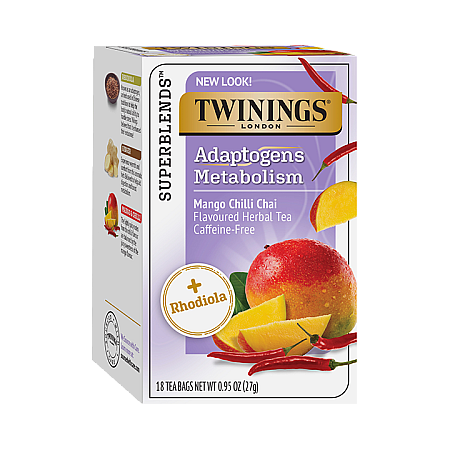 מחיר טווינינגס תה צמחי מרפה בוסט אדפטוגנס Boost Adaptogens בטעם מנגו צילי צאי ללא קפאין 18 שקיקי - מבית Twinings