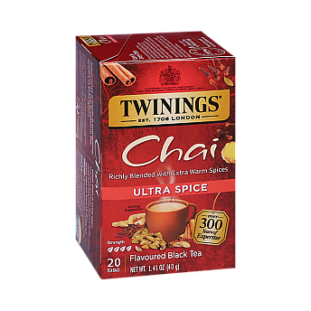 טווינינגס תה שחורב Ultra Spice טעמים צ'אי 20 שקיקי - מבית Twinings