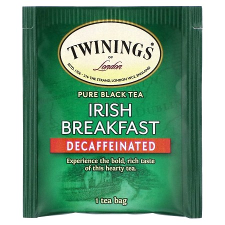 תה טווינינגס אייריש ברקפסט נטול קפאין Irish Breakfast בשקיות 20 יחידות - מבית Twinings