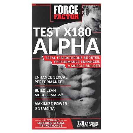 מחיר Force Factor Test X180 Alpha אלפה מגביר טסטוסטרון 120 כמוסות - מבית Force Factor