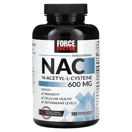 מחיר N-אצטיל L-ציסטאין 600 מג NAC כמות 200 כמוסות צמחיות - מבית Force Factor