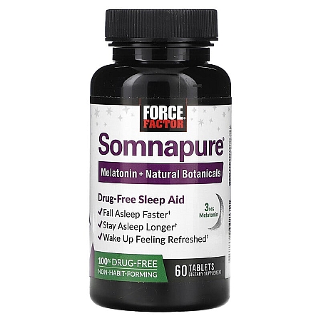 מחיר Somnapure עזר שינה טבעי 60 טבליות - מבית Force Factor
