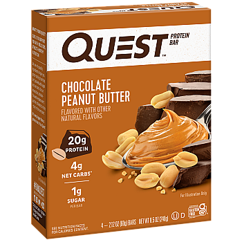 חטיף חלבון בטעם שוקולד וחמאת בוטנים 4 חטיפים - מבית Quest Nutrition