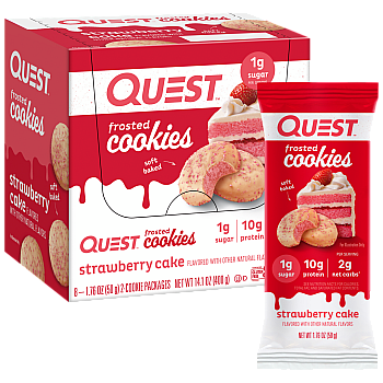 עוגיית עם חלבון עוגת תותים 8 יחידות - מבית Quest Nutrition