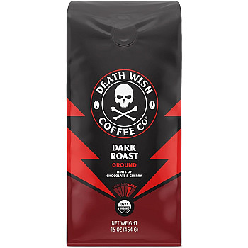 קפה טחון חזק במיוחד שעועית מלאה קלייה כהה 454 גרם - מבית Death Wish Coffee