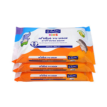 מגבוני נייר טואלט לח נשטפים קידס מארז שלישיה - ד"ר פישר