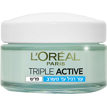 לוריאל TRIPLE ACTIVE קרם לחות לפנים במרקם ג'ל לעור רגיל עד מעורב 50 מ"ל - מבית L'OREAL PARIS