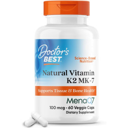ויטמין K2 MK-7 טבעי עם MenaQ7 מכיל 100 מק"ג 60 כמוסות צמחיות - מבית Doctor's best