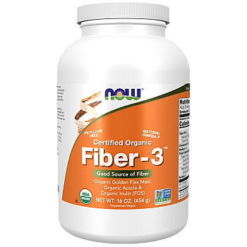 Fiber-3 אבקת סיבים אורגנית 454 גרם - מבית NOW FOODS