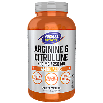 ארגינין וציטרולין תוסף תזונה לספורטאים 240 כמוסות - מבית NOW FOODS