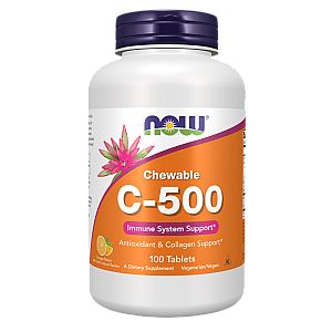 ויטמין C-500 ללעיסה בטעם תפוז 100 טבליות - מבית NOW FOODS