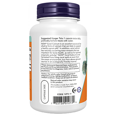 סידן אלמוגים 1000 מ"ג 100 כמוסות - מבית NOW FOODS