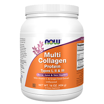 חלבון מולטי קולג סוג II I ו-III ללא טעם 454 גרם - מבית NOW FOODS