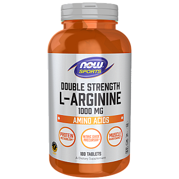 ל-ארגינין בעוצמה כפולה 1000 מ"ג 180 טבליות - מבית NOW FOODS