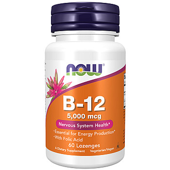 ויטמין B-12 למציצה 5000 מק"ג 60 לכסניות מבית NOW FOODS