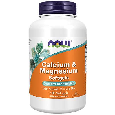 סידן ומגנזיום בתוספת ויטמין D3 ואבץ 120 כמוסות - מבית NOW FOODS