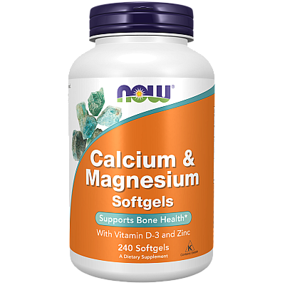 סידן ומגנזיום בתוספת ויטמין D3 ואבץ 240 כמוסות - מבית NOW FOODS