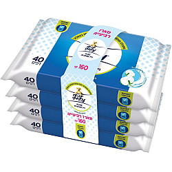 לילי PURE נייר טואלט לח נשטף באסלה 40 דפים מארז רביעייה