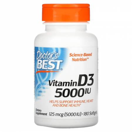 ויטמין IU 5000 D3 יחב"ל - 180 כמוסות מבית Doctor's best