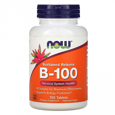 מחיר ויטמין B100 קומפלקס שחרר איטי - 100 טבליות - מבית NOW FOODS