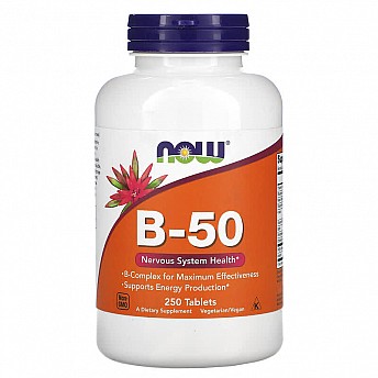 קומפלקס  ויטמינים בי B-50  כמות 250 טבליות - מבית NOW FOODS