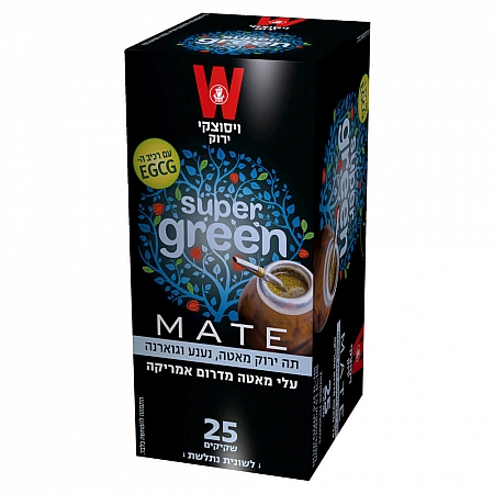 מחיר תה ירוק מאטה נענע וגוארנה סופר גרין ויסוצקי ירוק 25 יחידות