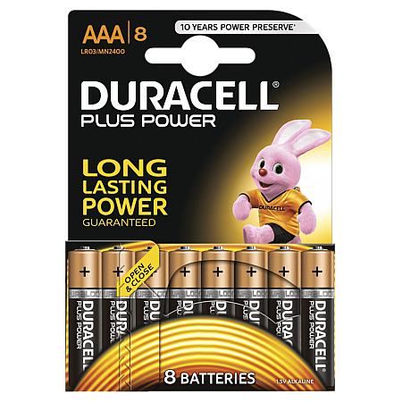 מחיר דורסל PLUS POWER סוללות AAA אריזת 8 יחידות - מבית Duracell
