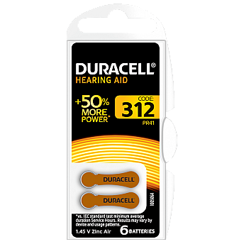  דורסל סוללות למכשירי שמיעה 312 - 6 יחידות - מבית Duracell