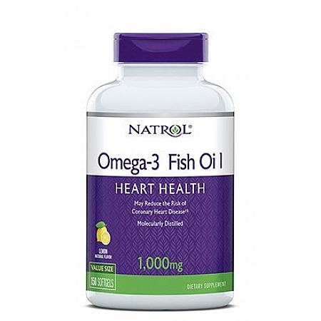 מחיר אומגה 3 שמן דגים 1000 מג בטעם לימון טבעי 150 כמוסות - מבית NATROL